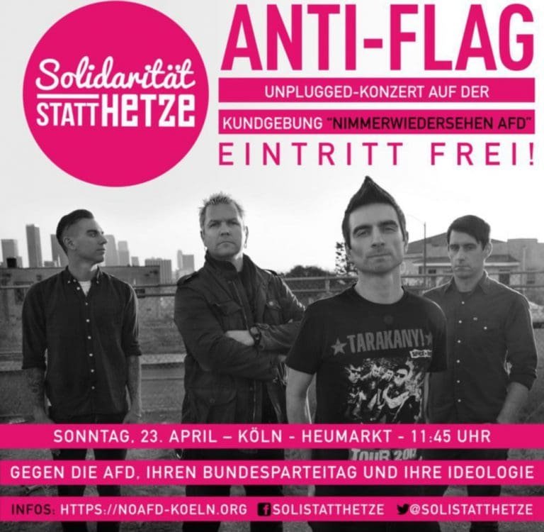 Anti-Flag: US-Punks geben kostenloses Anti-AfD-Konzert in Köln